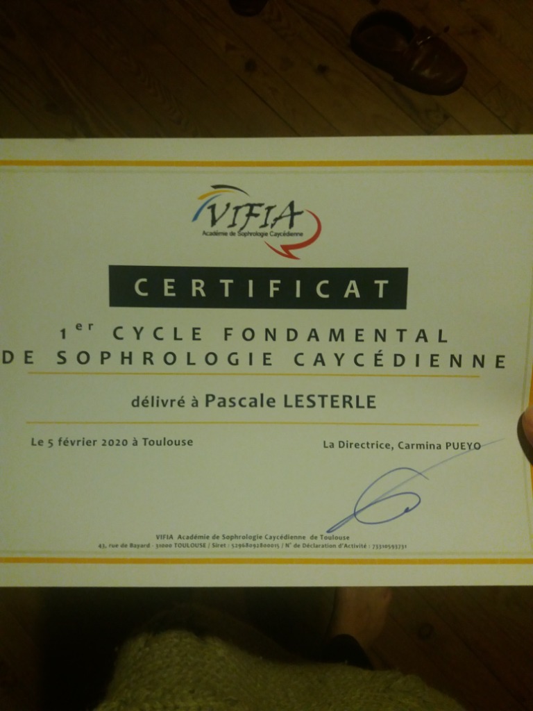 photo diplome Sophro'Luz 