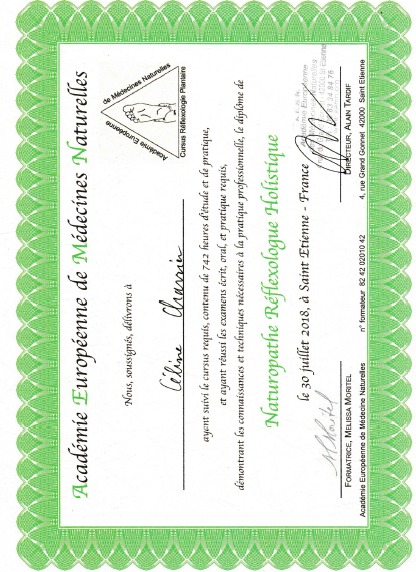 photo diplome céline soin CHARRIER