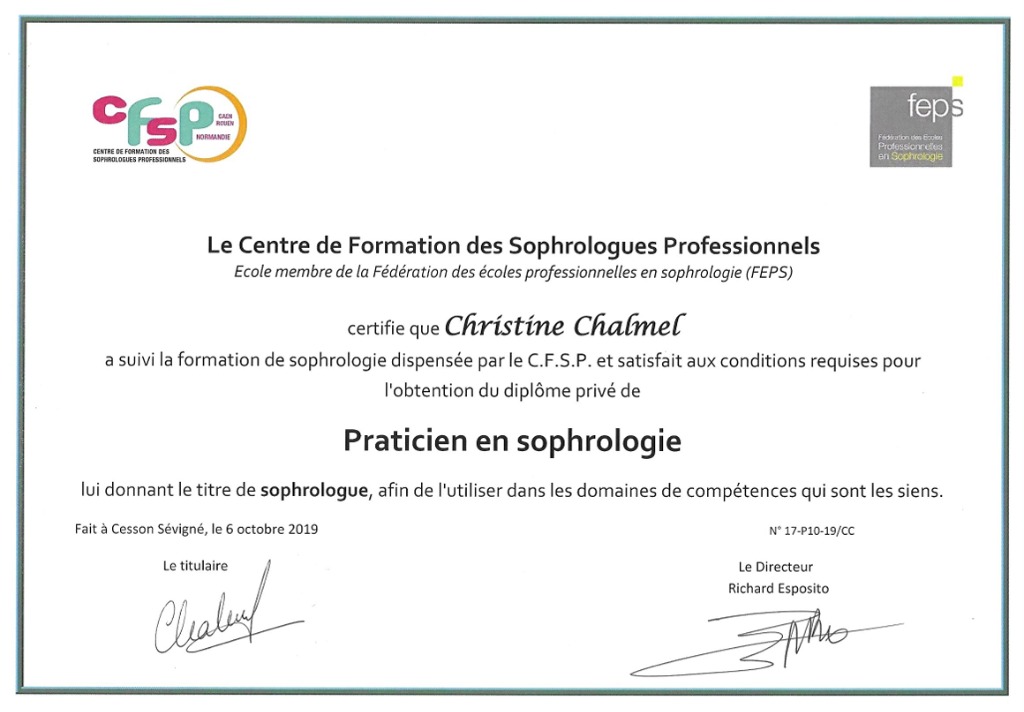 photo diplome Christine CHALMEL