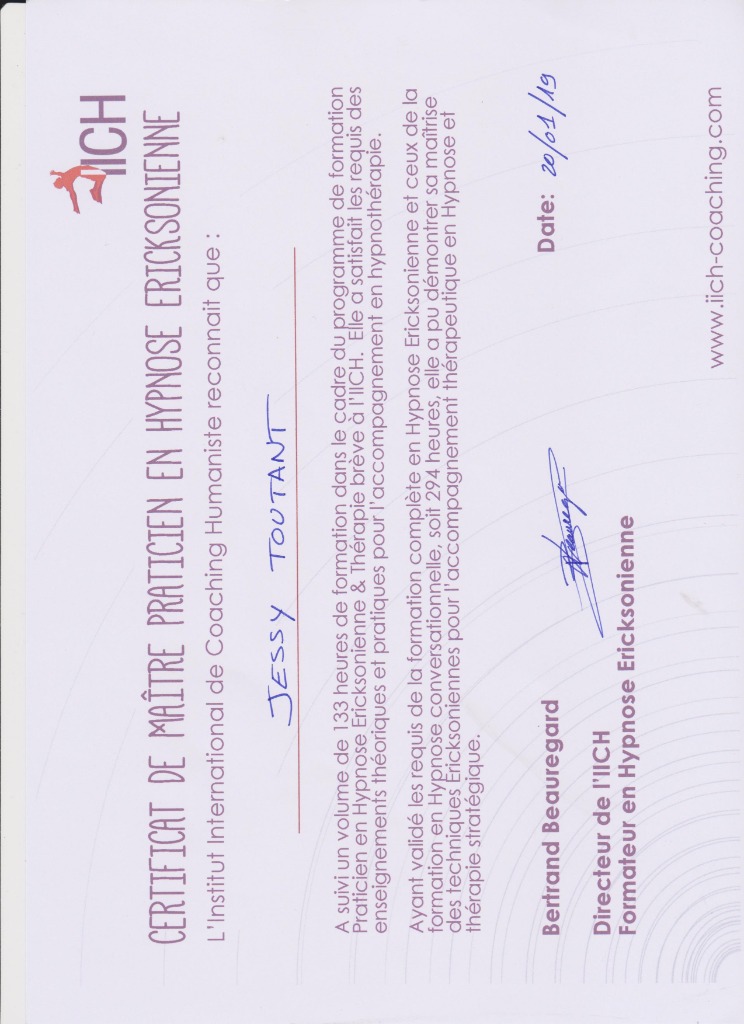 photo diplome Jessy TOUTANT