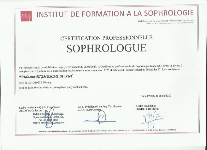 photo diplome Muriel Righeschi