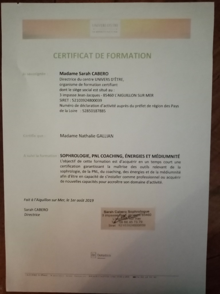 photo diplome Nathalie Gallian