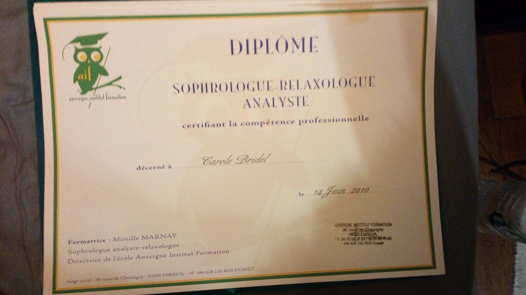 photo diplome Carole BRIDEL 