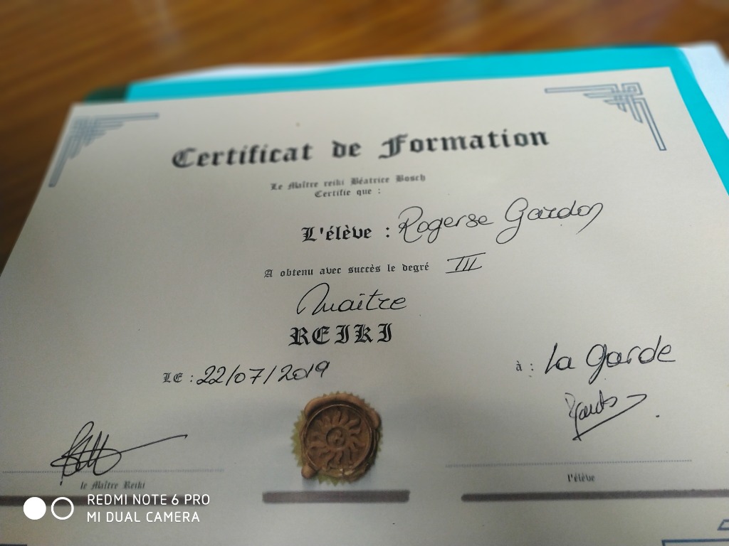 photo diplome eneRGie Reiki