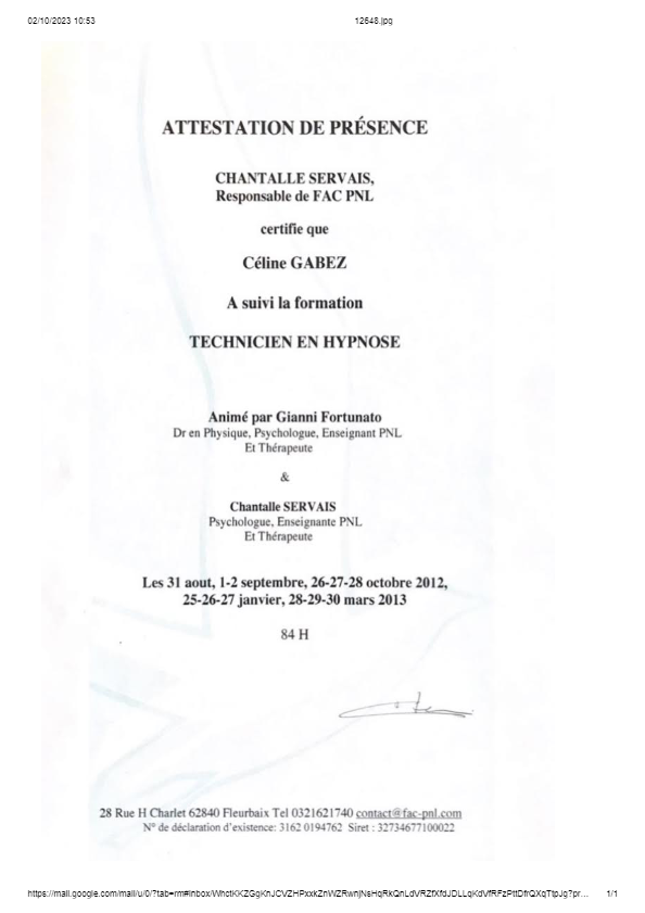 photo diplome Céline Gabez - Bobet