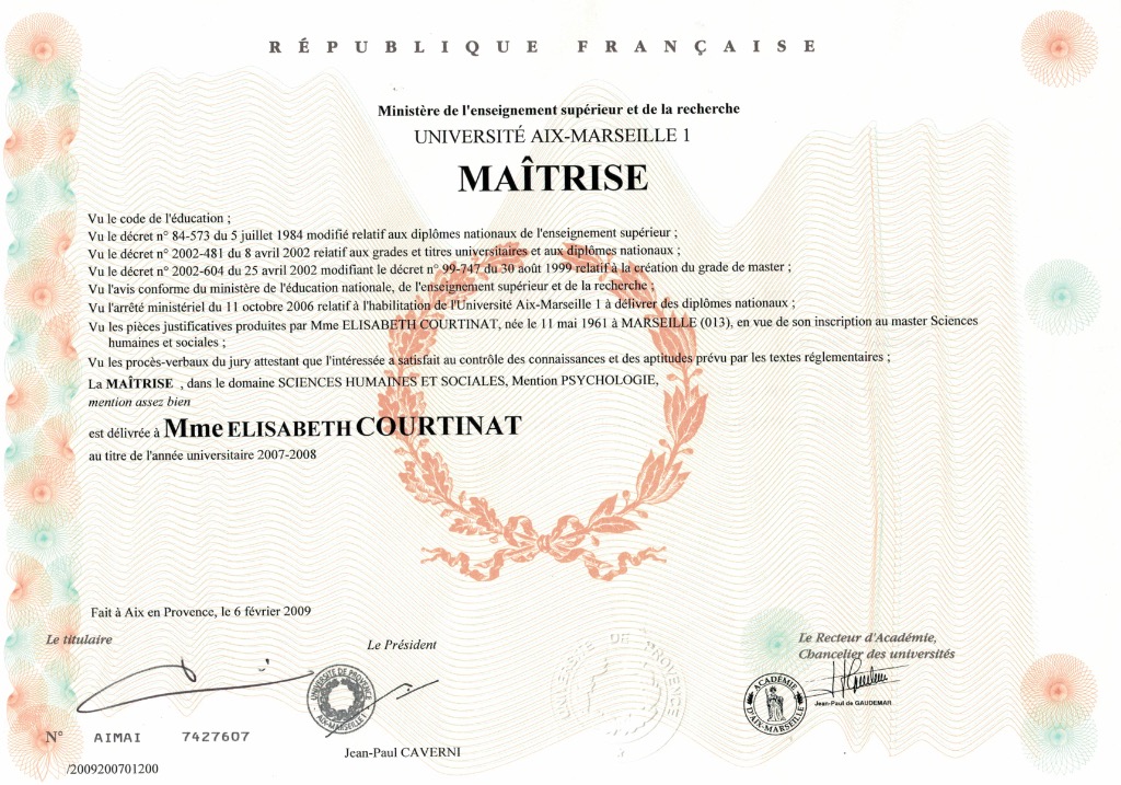 photo diplome Elisabeth REI - Nature et Sens