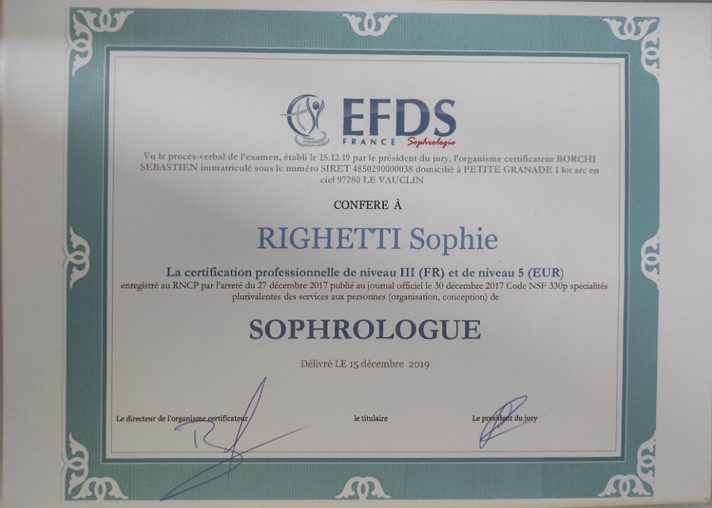 photo diplome Sophie Righetti