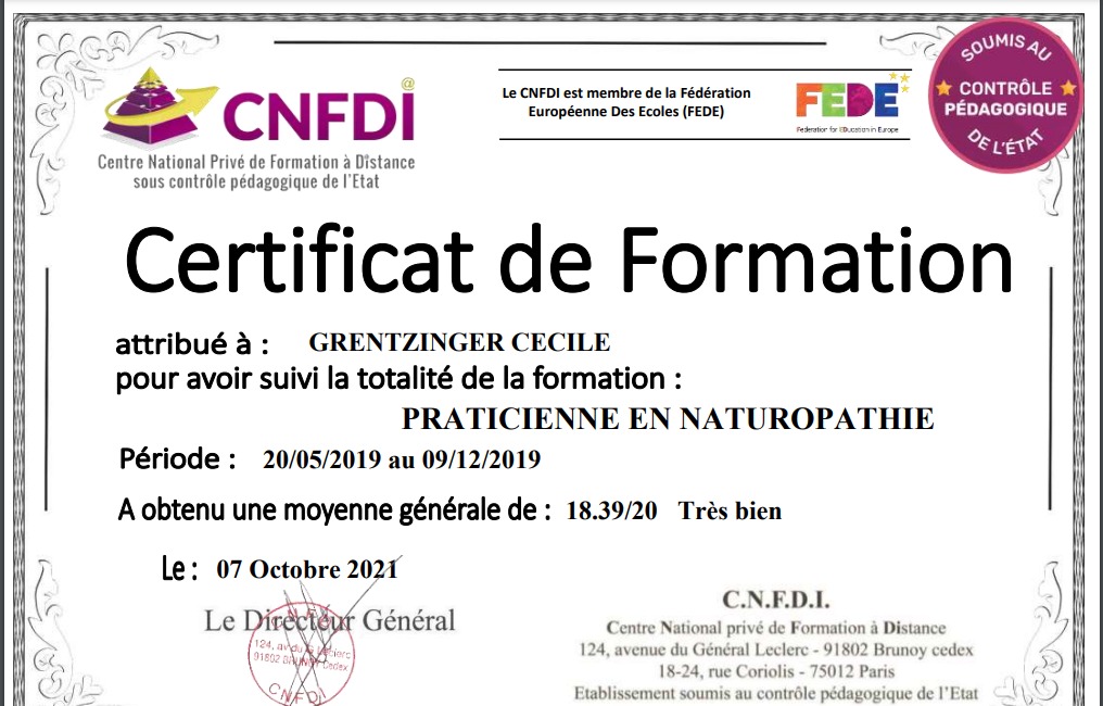 photo diplome Cécile Grentzinger