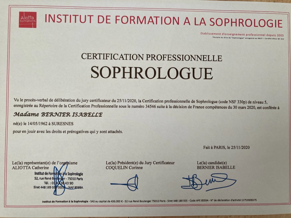 photo diplome Isabelle BERNIER