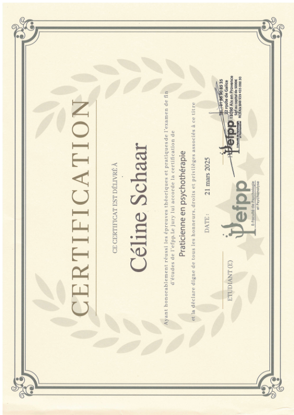 photo diplome CELINE SCHAAR