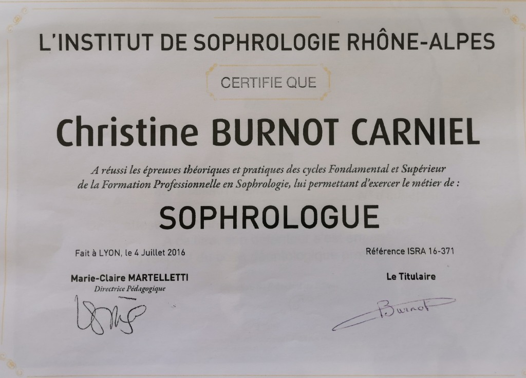 photo diplome CHRISTINE BURNOT CARNIEL