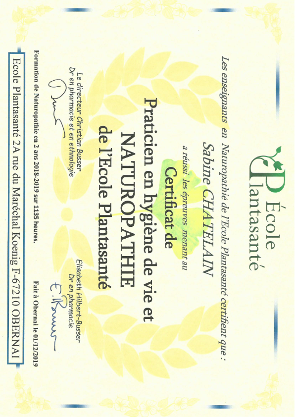 photo diplome Sabine Chatelain