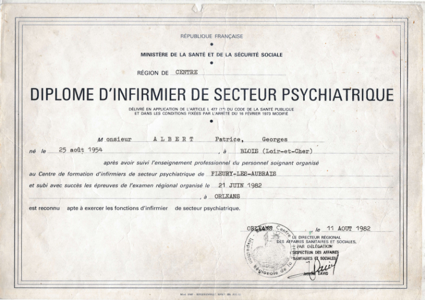 photo diplome ALBERT Patrice
