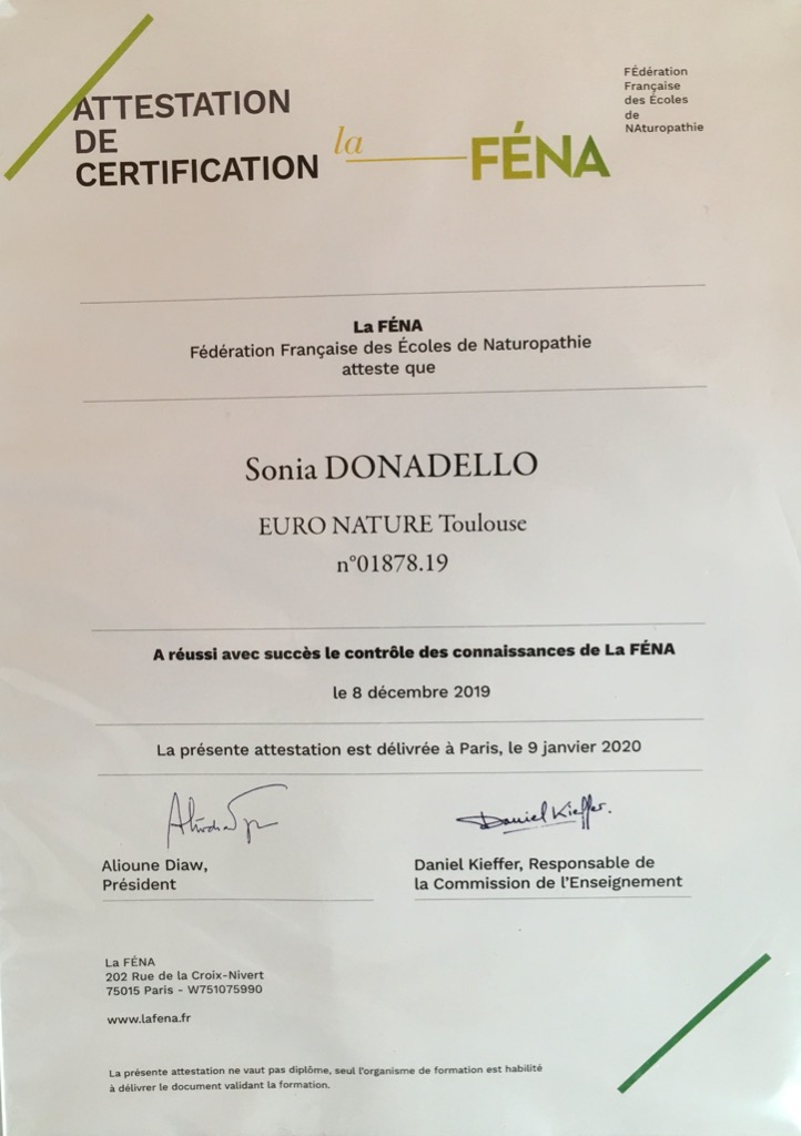 photo diplome Sonia Donadello - So'Naturo47
