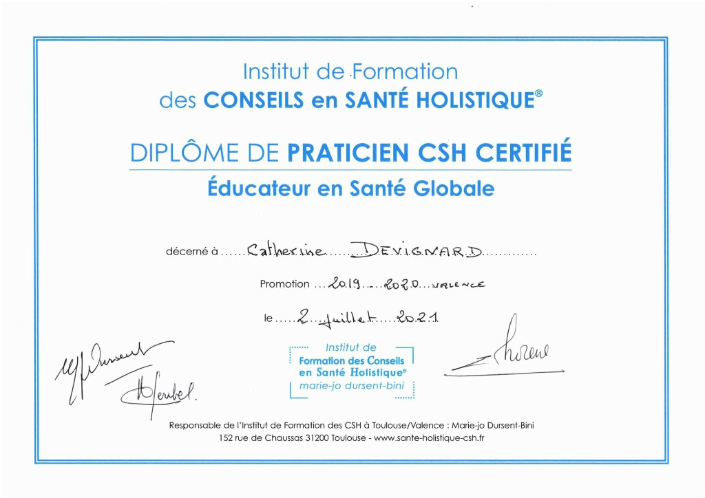photo diplome Catherine Devignard