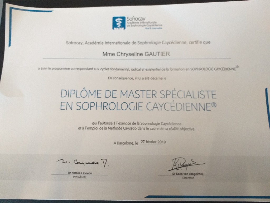photo diplome Chryseline Gautier