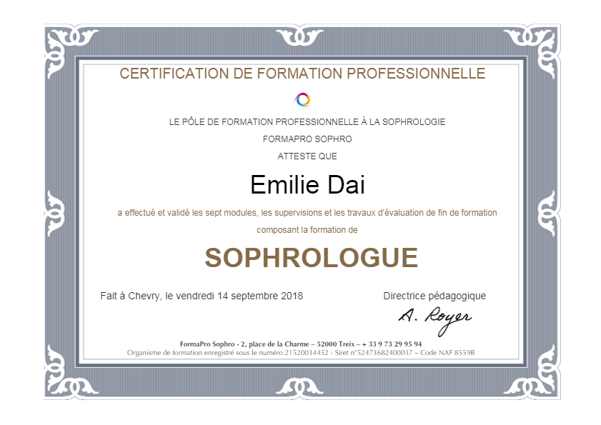 photo diplome Emilie DAI