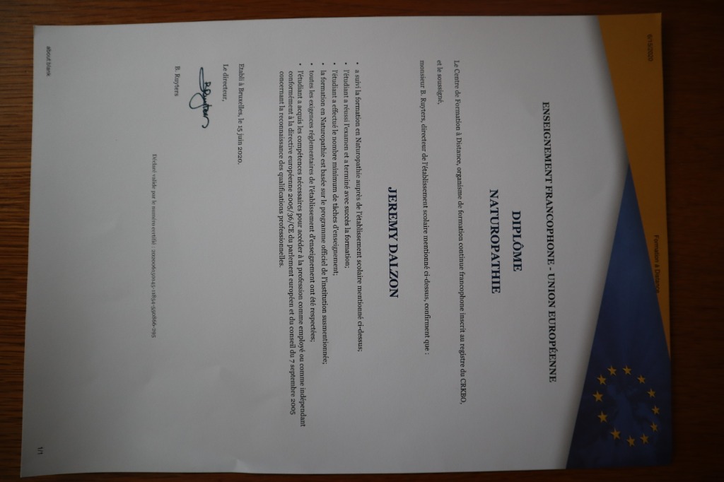 photo diplome Force Vitale