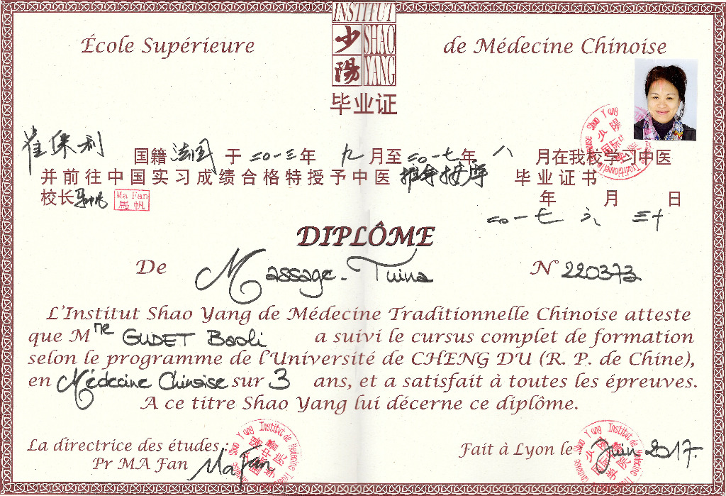 photo diplome Baoli Cui-Simon