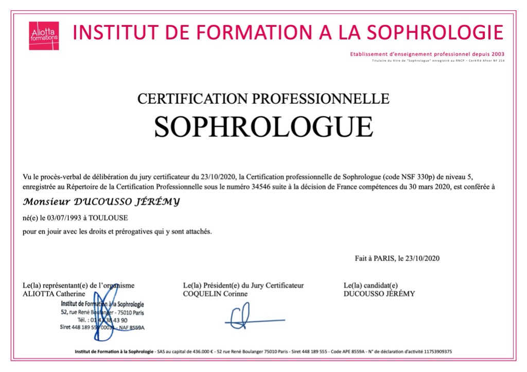 photo diplome Jérémy  DUCOUSSO