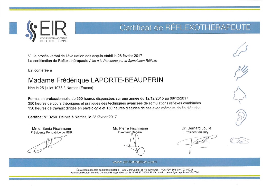 photo diplome Frédérique Laporte Beaupérin