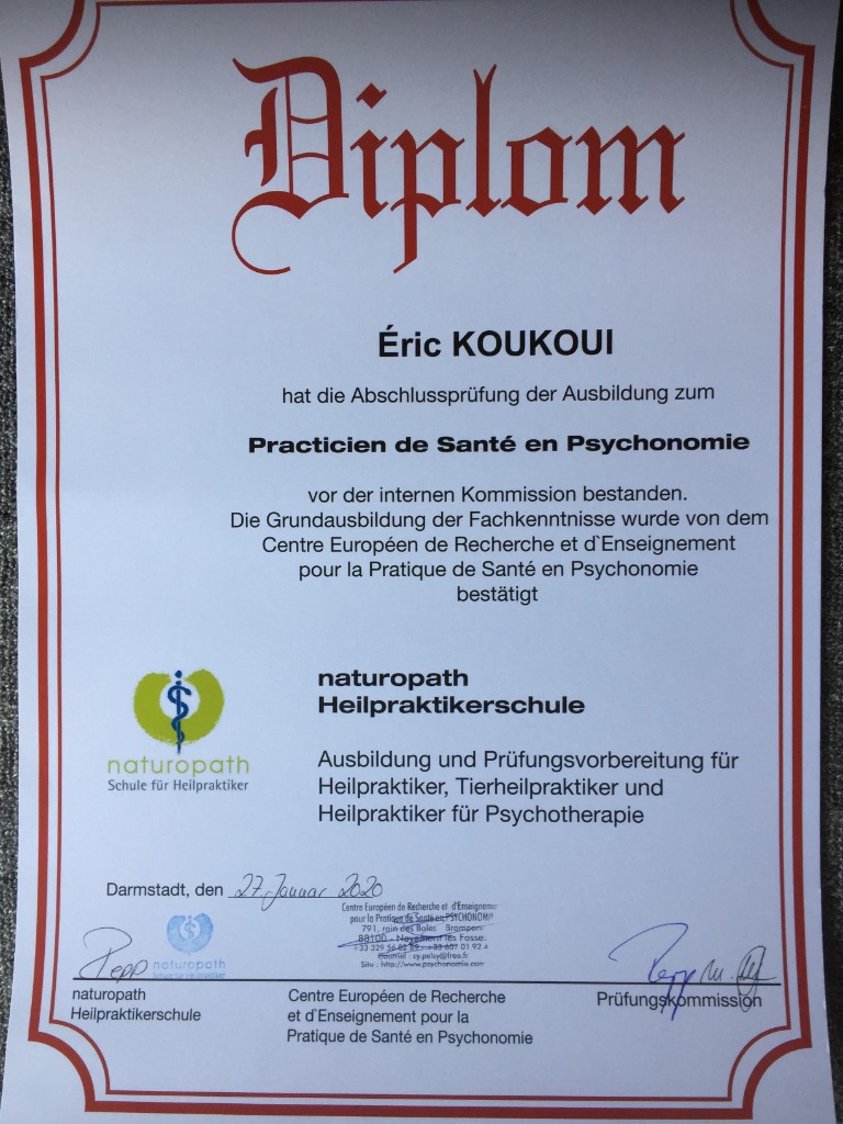 photo diplome Eric KOUKOUI Coach/Formateur