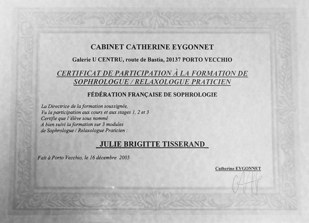 photo diplome Brigitte Julie TISSERAND