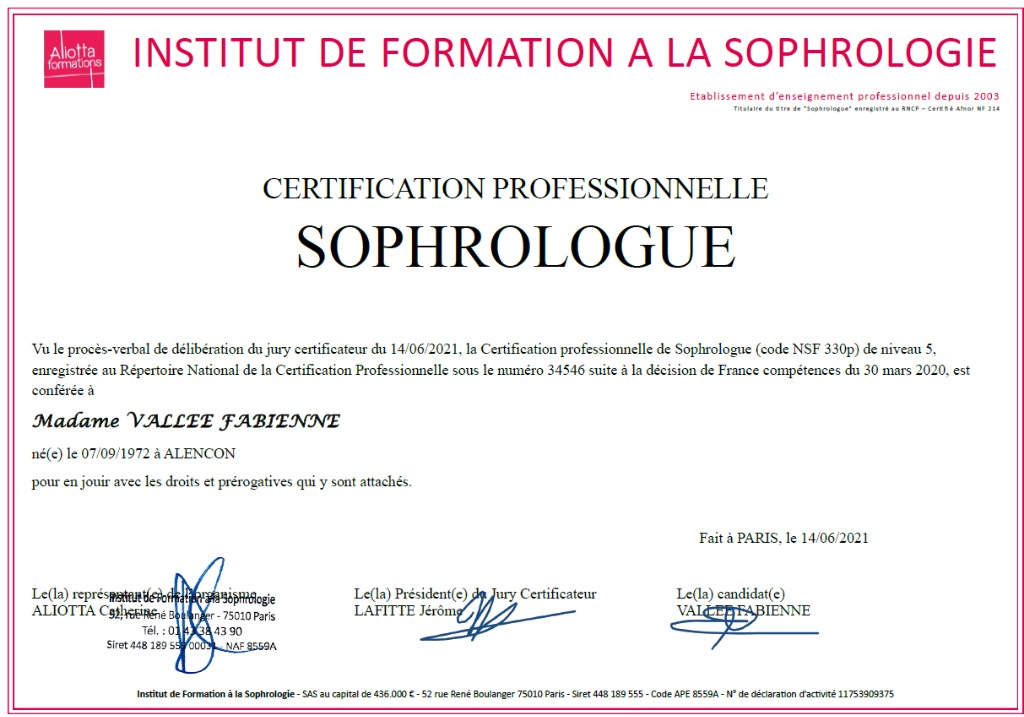 photo diplome Fabienne VALLEE 
