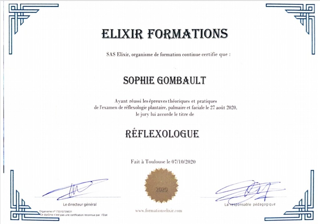photo diplome Sophie Réflexo