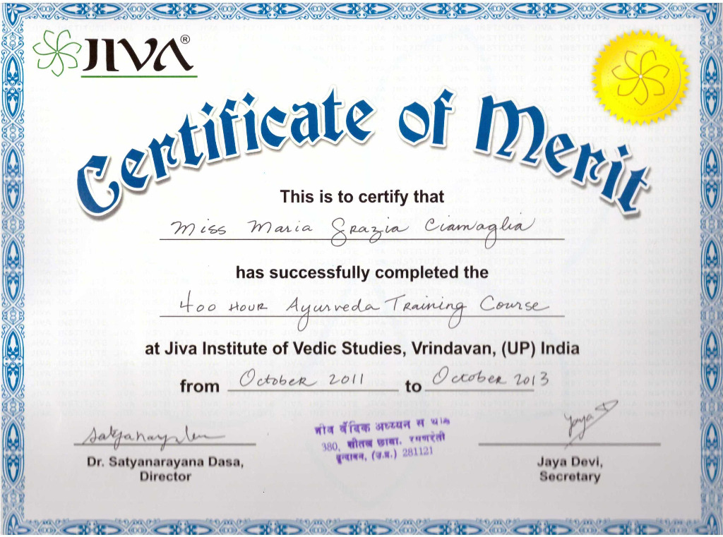 photo diplome Maria-Grazia Ciamaglia (Govinda) Asso Mains Libres