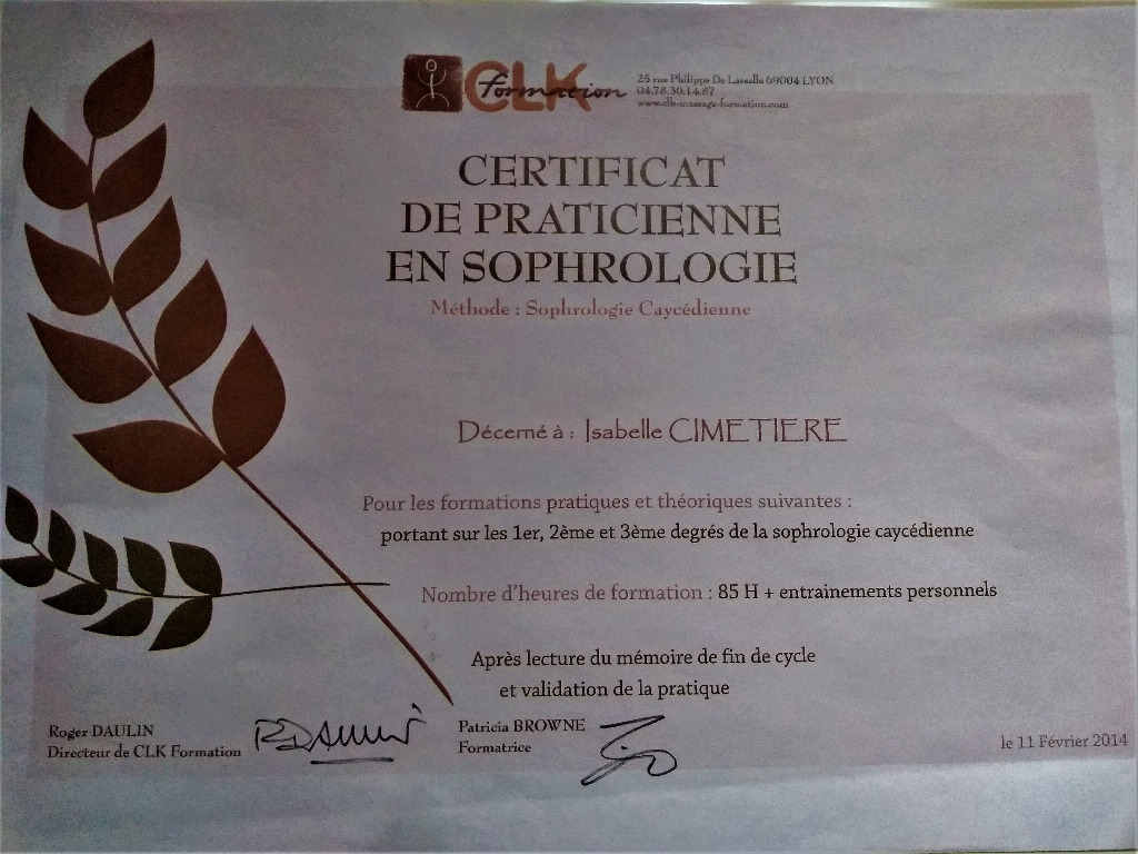 photo diplome Isabelle Cimetière