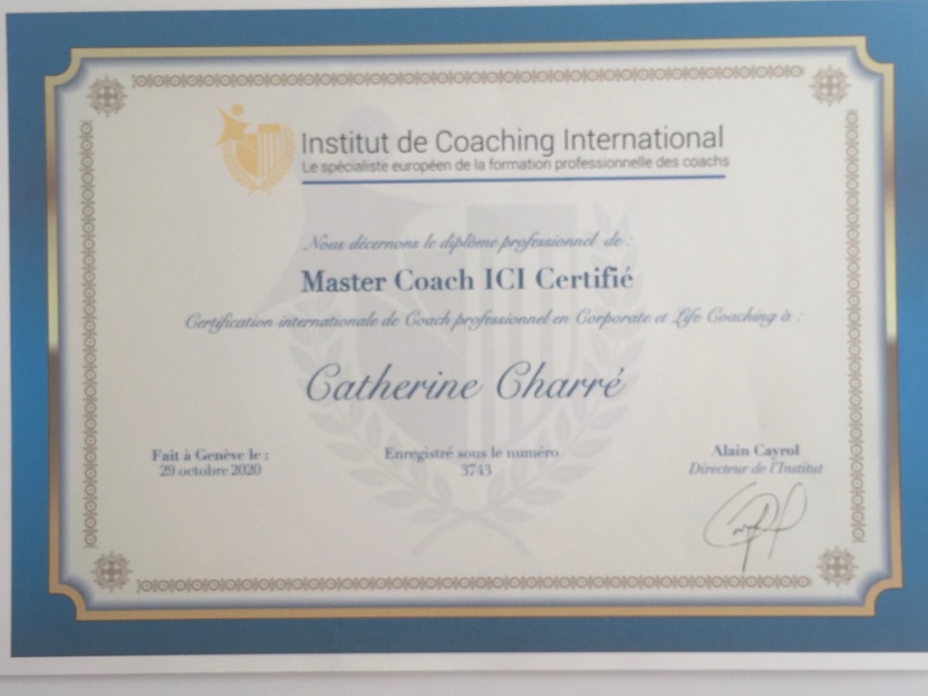photo diplome Coach Yourself by Catherine Charré