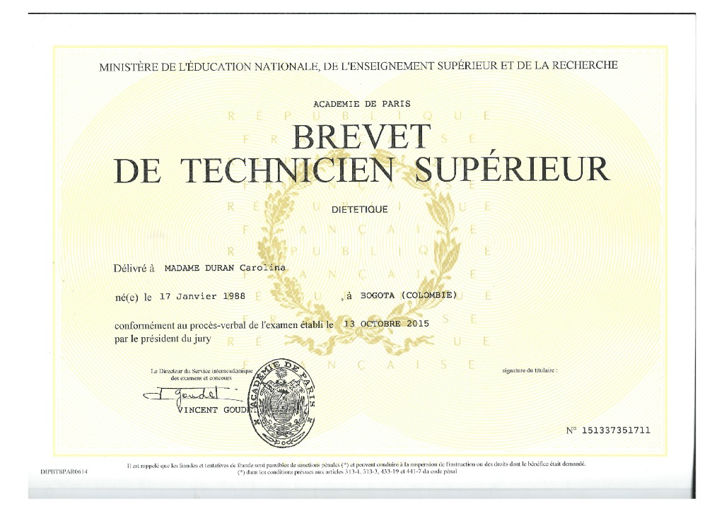 photo diplome CAROLINA DURAN