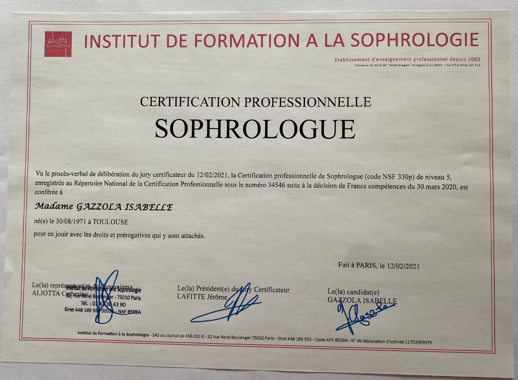 photo diplome Isabelle Gazzola 