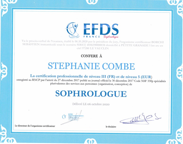 photo diplome Stéphanie Combe Corre