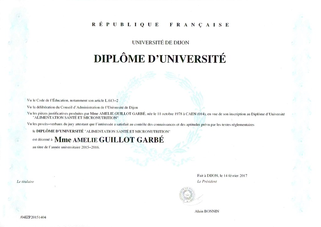 photo diplome Amélie Garbé-Guillot