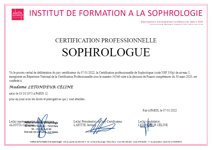 photo diplome Celine LETONDEUR 