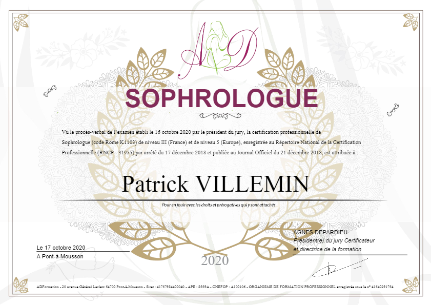 photo diplome PATRICK VILLEMIN