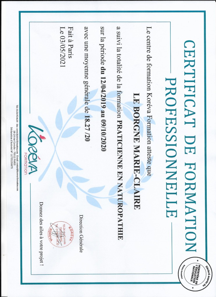 photo diplome Marie-Claire Le Borgne