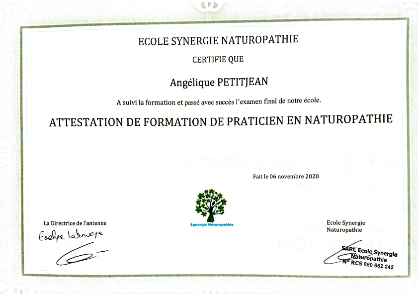 photo diplome Natur’Angel 