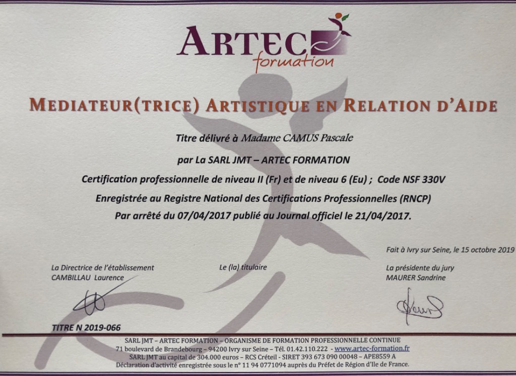 photo diplome Ateliers Pascale C