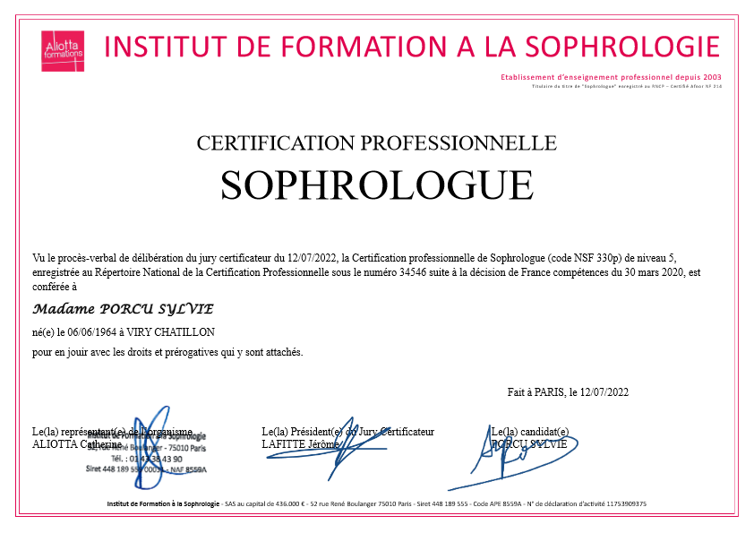 photo diplome Sylvie PORCU