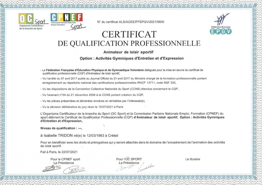 photo diplome Mme Tridon Isabelle
