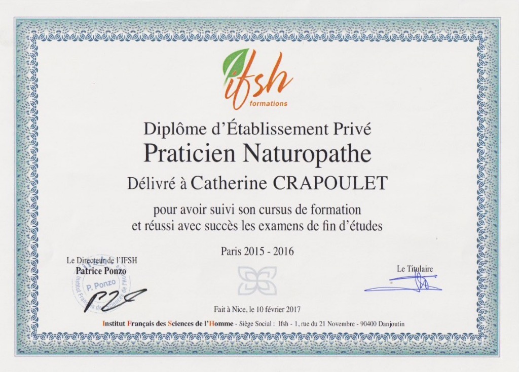photo diplome Catherine Crapoulet