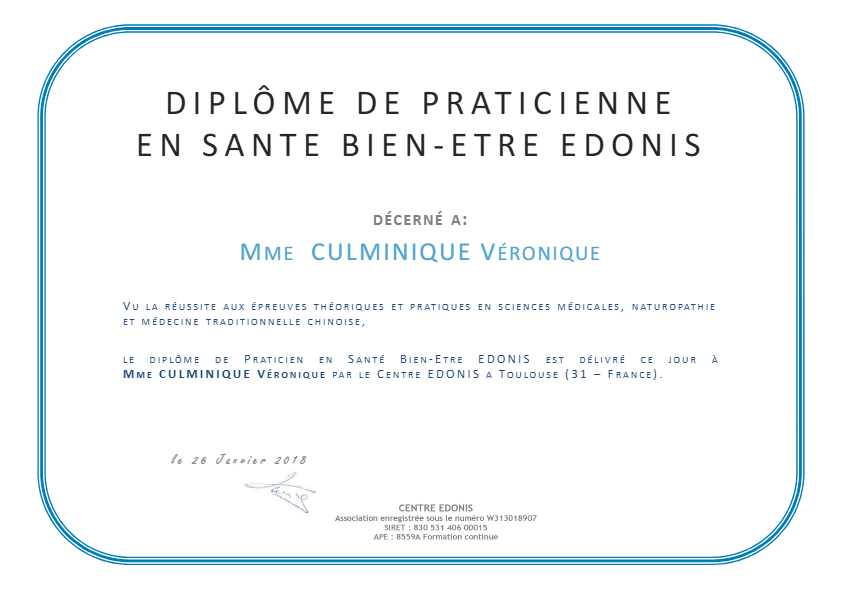 photo diplome Véronique Weber Culminique