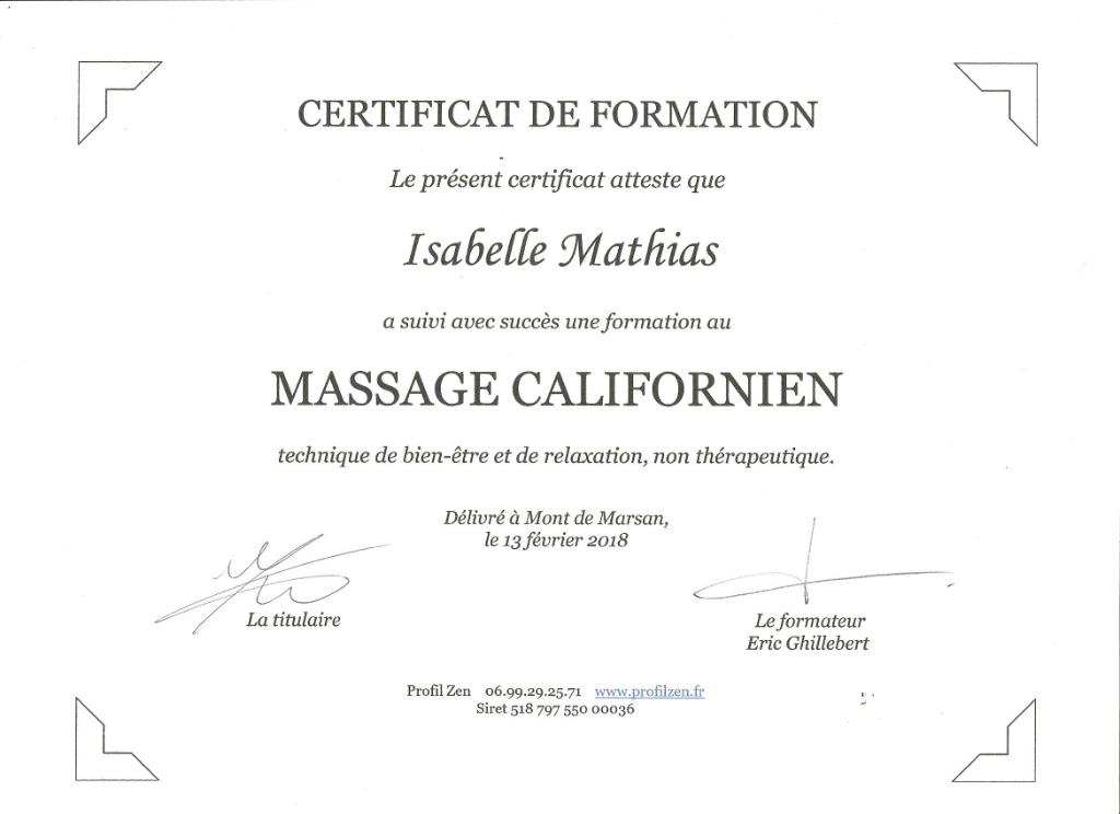 photo diplome Isabelle MATHIAS