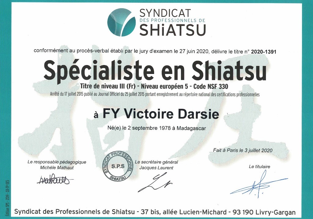 photo diplome ViShiatsu