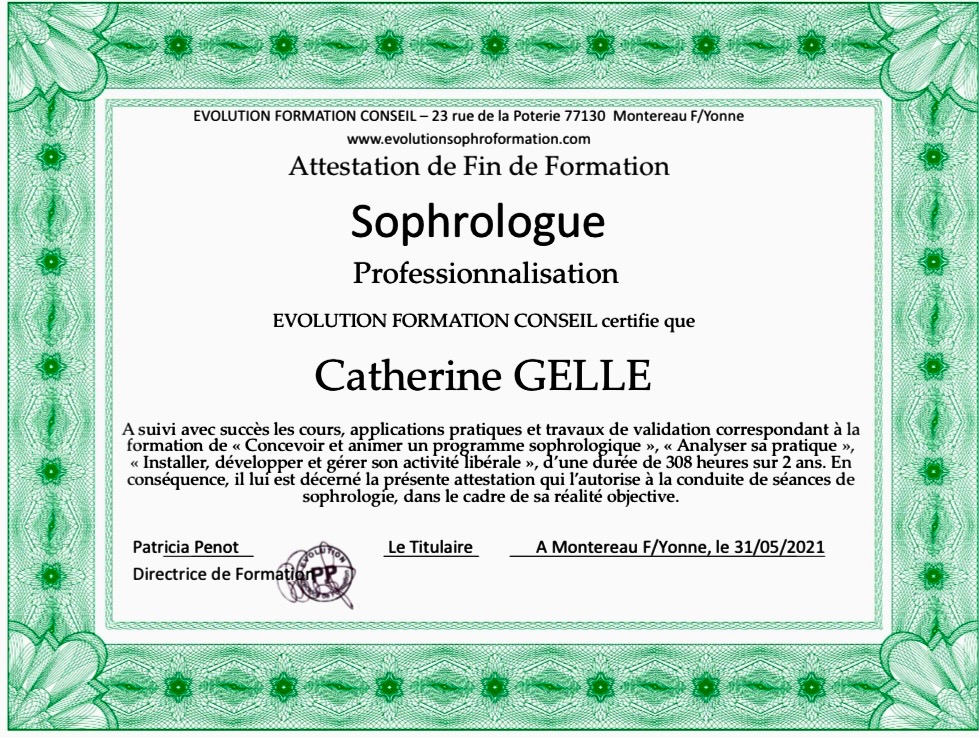 photo diplome Catherine Gellé 