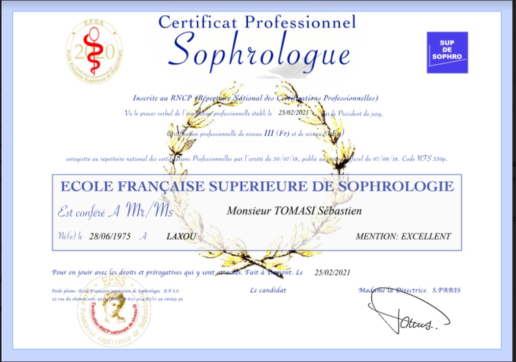 photo diplome Sébastien TOMASI