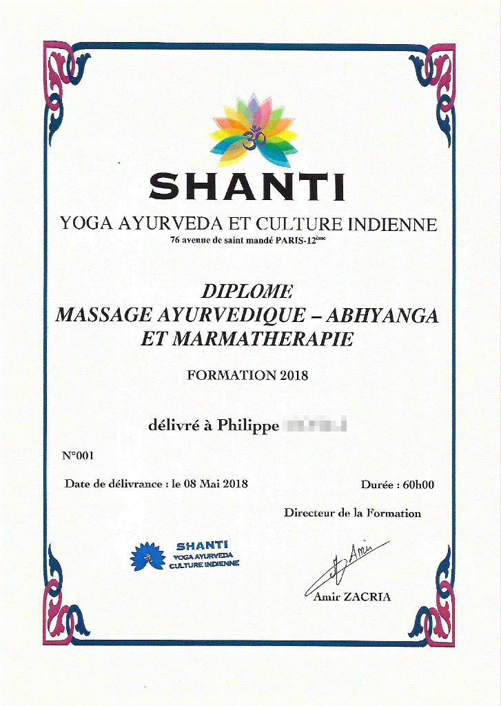 photo diplome Abhya Massage